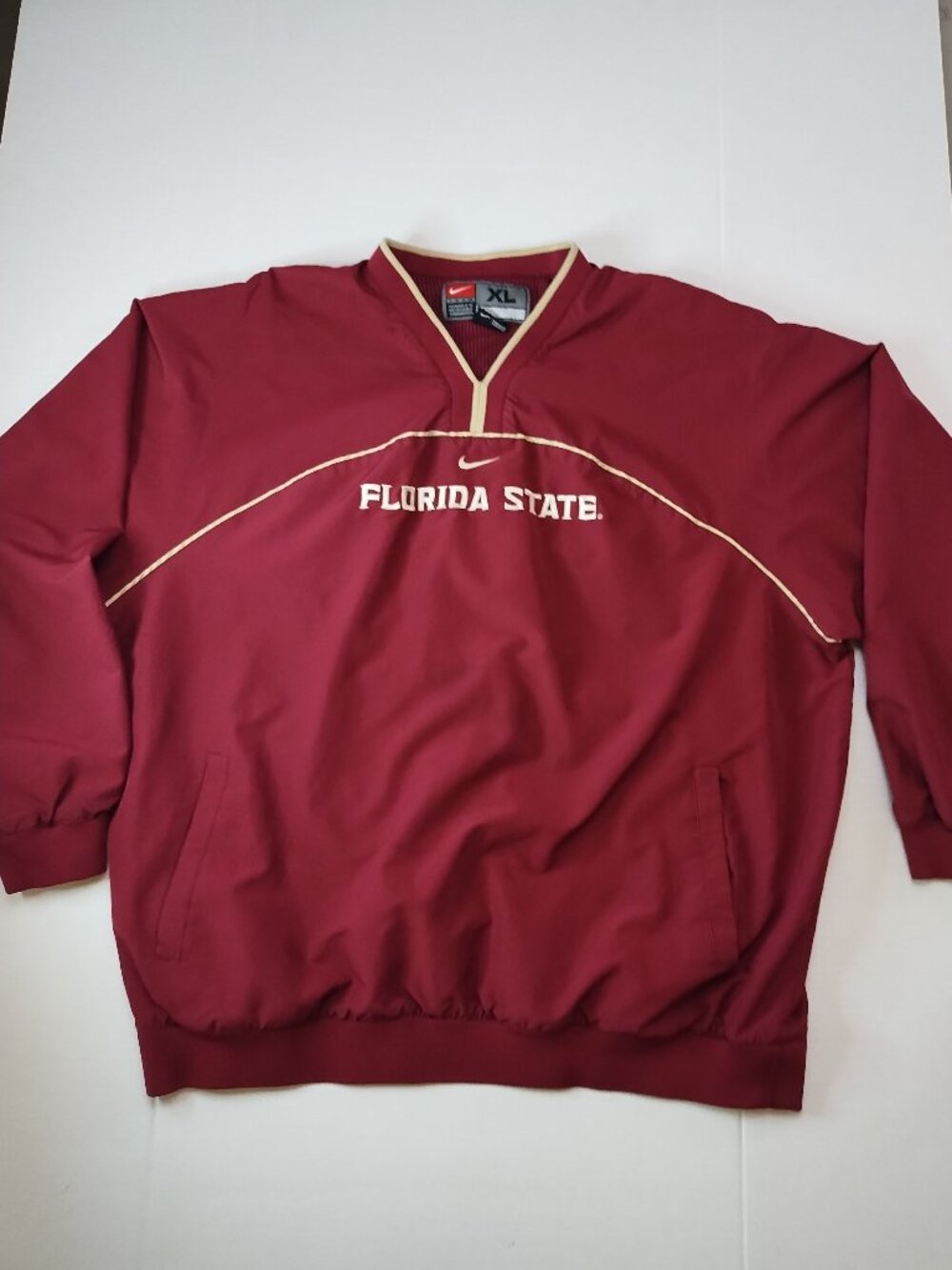 FSU Florida State Seminoles Nike Pullover Jacket XL Vented Back Center Swoosh